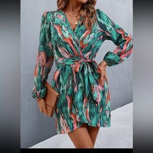 Green and Pink Patterned Dress